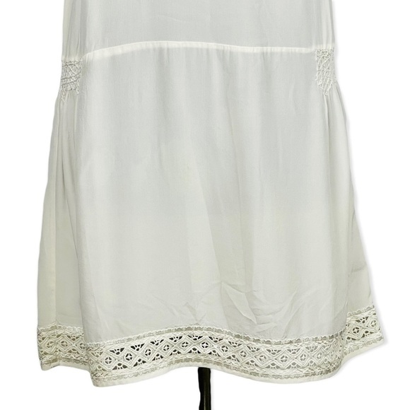 CALYPSO ST. BARTH SILK SMOCKED NOTCH TUNIC CROCHET LACE SEQUIN TRIM MINI DRESS - Picture 7 of 14